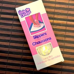 Little Leggs Vintage Girls’ Slippers with lace trim (size L)